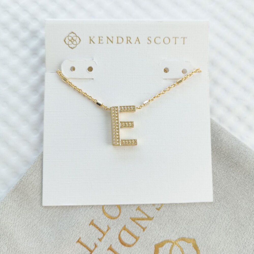 Kendra Scott Gold Letter E Pendant Necklace NEW